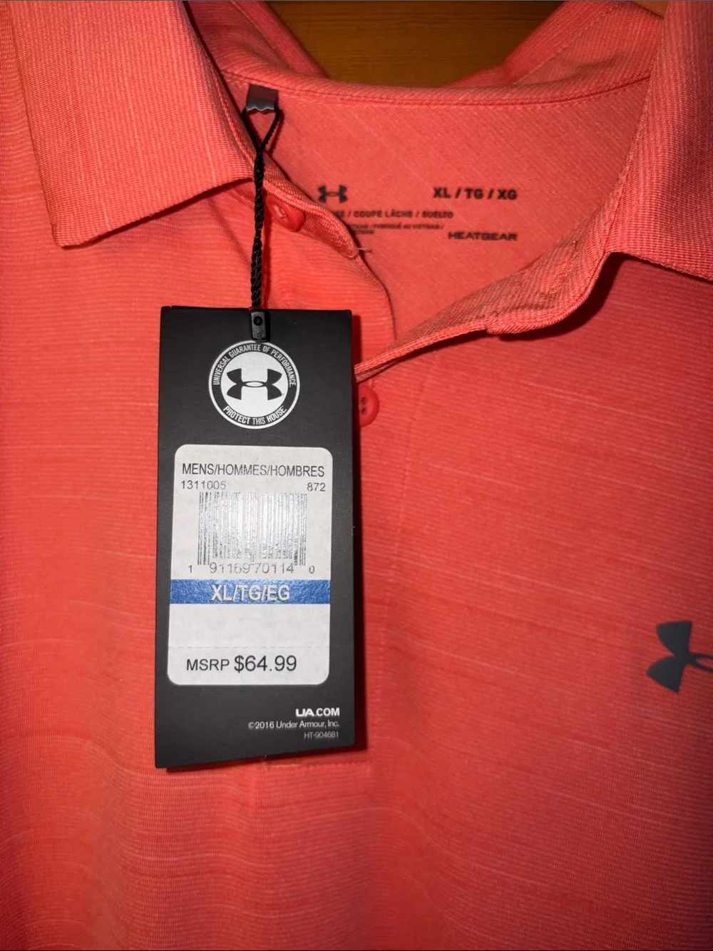 Under Armour Men’s Coral/Salmon Performance Polo - Short Sleeve